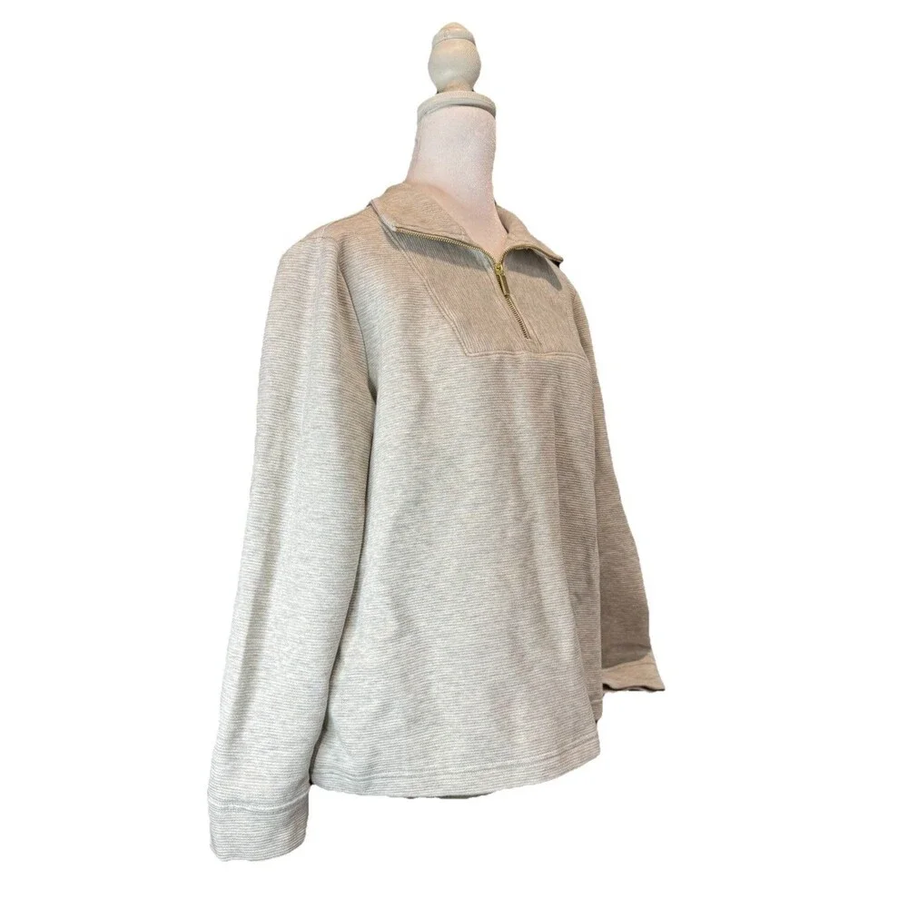 Croft & Barrow Sweater Size Medium Grey Quarter Zip Pullover Zip Women's NWT